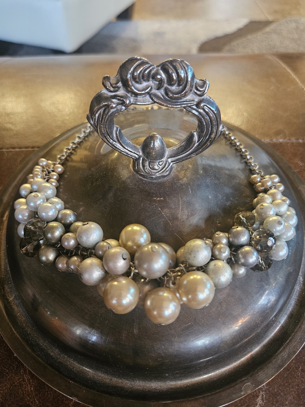 Lia Sophia Classic Pearl Cluster Necklace - Silver-Tone